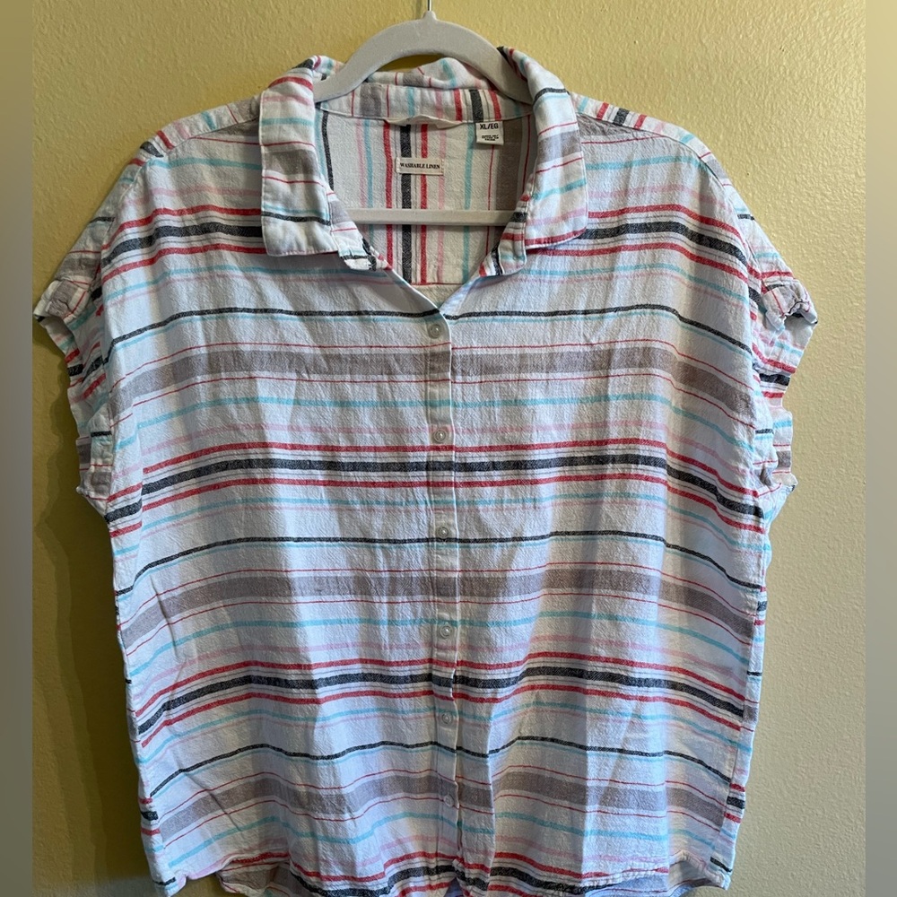 Striped Multicolor Button-Down Shirt for Women